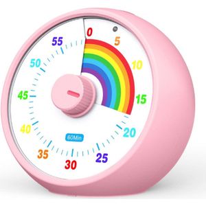Visuele Timer Kinderen - 60-Minuten Afteltimer - Stil Bureau-Timer - Regenboogpatroon Roze - Pomodoro Timer Voor Klas - Kantoor - Keuken
