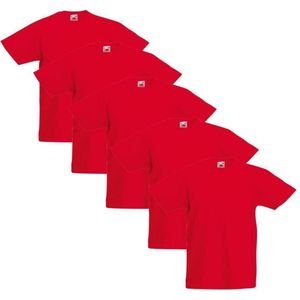 5x Fruit of the Loom Original Kids T-shirts Rood maat 140