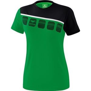 Erima Teamline 5-C T-Shirt Dames Smaragd-Zwart-Wit Maat 36