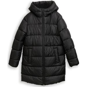 TOM TAILOR DENIM - Gewatteerde Jas - Zwart - Capuchon - Normale Pasvorm