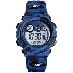 Kinderhorloge �– Chronograaf – Waterdicht – Sports Watch Kids – Camouflage Blauw