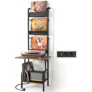 MKSS - Platenspeler Meubel - Zwart - Stand Platenspelerstandaard Met Vinyl Opbergsysteem