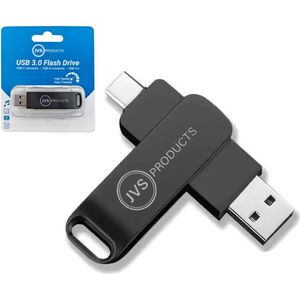 USB Stick - 256GB - USB-C en USB-A - USB 3.0 - Flash Drive - USB-C Stick - Geschikt voor Smartphones, Computers, Laptops, etc. - Zwart
