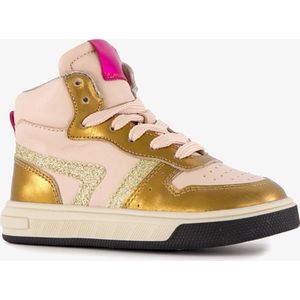 Groot hoge leren meisjes sneaker roze goud - Maat 28 - Uitneembare zool