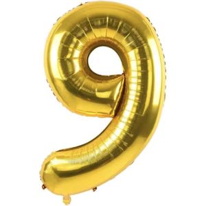 CHPN - Folieballon - 9 jaar - 100CM - Cijferballon - Gouden ballon - Ballon - Feestdecoratie - Verjaardag - Party - Verjaardag - Negen - Negende verjaardag - Goud
