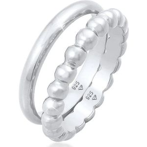 Elli Dames Ring Dames Band Ring Duo Basic Ball Trend in 925 Sterling Zilver