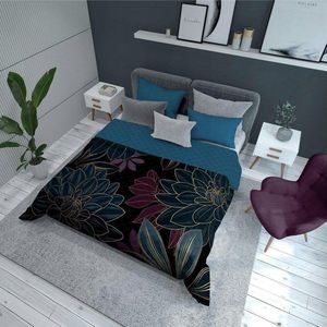 Dekoratieve Plaid 170x210cm Blauw met Bloemendessin