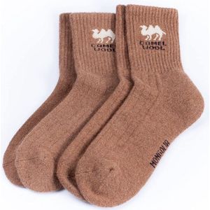 Mongolian Made 2-paar Wollen Sokken van 100% Kamelenwol – Warme, Zachte & Ademende Heren- en Dames Sokken – Maat 37-48