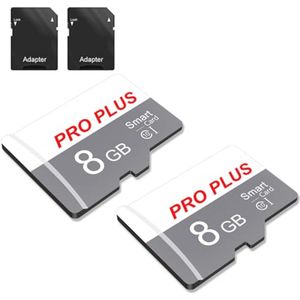 8 GB SD Geheugenkaart - 2 Pack met SD Adapter, UHS-I A1 C10 voor Tablet, Mobiele Telefoon, Camera, Autoradio, Gameconsole