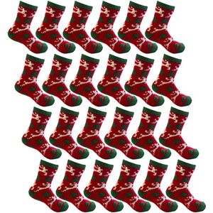 Damen Fuzzy Slipper Socken - Winter Sokken - Warme Huissokken voor Binnenvermaken - 12 paar - Rood
