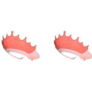 2-pack douchemutsen - Kinderen - Verstelbare kroonvormige babyhoofdbedekking - Kindveilige babyhoofdbedekking - Babybril - Past op ogen en oren -28*28*2cm-Rood