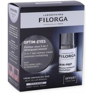 Filorga OPTIM-EYES 3in1 Oogcontour 15 ml + SKIN-PREP Enzymatisch Reinigingsschuim 30 ml Gratis