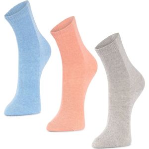 Alpaca-wollen sokken (Maat 36-41) - 3 Paar - Dun - Zalm/Grijs/Licht blauw - American Alpaca - Vrouwen