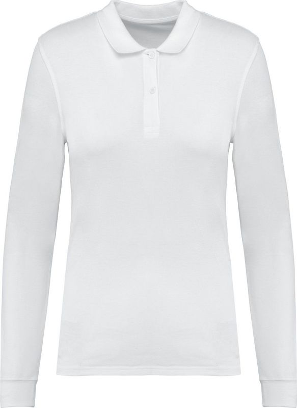 Kariban - K2028 - Damespolo - Wit - Lange Mouwen