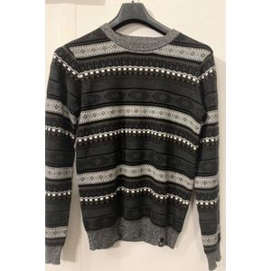 Gibson heren trui olijf/antra print ronde hals - maat S