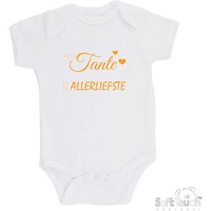 100% katoenen Romper ""Mijn tante is de allerliefste"" Unisex Katoen Wit/mosterd Maat 56/62