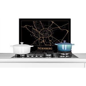 Spatscherm keuken 60x40 cm - Kookplaat achterwand Kaart - Nürnberg - Goud - Zwart - Muurbeschermer - Spatwand fornuis - Hoogwaardig aluminium