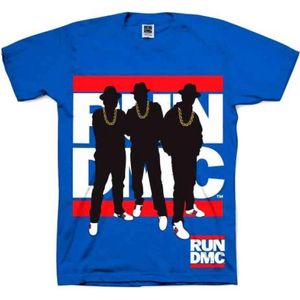 Run DMC - Silhouette Heren T-shirt - M - Blauw