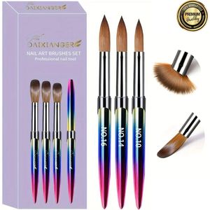 GUAPÀ® Acryl Penselen Set 3 Pcs | Acrylic Brushes | Nagel Penselen | Acryl Penseel | Nail Brush | Nepnagels | Acrylic Nails | Acryl Poeder | Acryl Liquid | Acryl Brush Nr 10 T/M Nr 16 | Acryl Forms | 3 Acryl Penselen Kameleon Kleuren