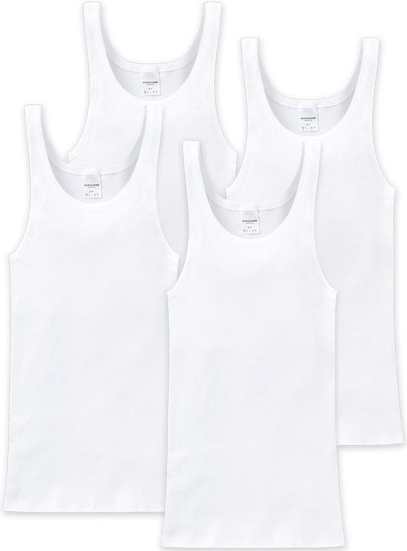 SCHIESSER - Onderhemd - Wit - 4 Pack - Mouwloos - Ronde Hals