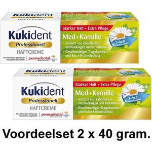 Kukident Kleefpasta Professional - Med+Kamille - 40g - Voordeelset 2 Stuks!!