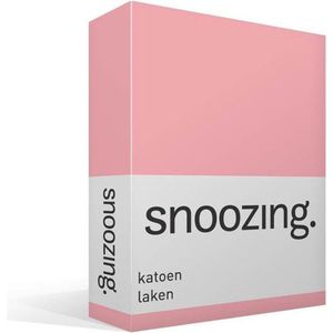 Snoozing - Laken - Katoen - Lits-jumeaux - 240x260 cm - Roze