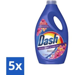 5 x Dash - Lenor Collectie - Vloeibaar Wasmiddel - Witte en Gekleurde Was - Gembelelie & Guave - 26 Wasbeurten - Guave - Wasverzachter - Reiniging - Vlekkenverwijderaar - Wasprogramma