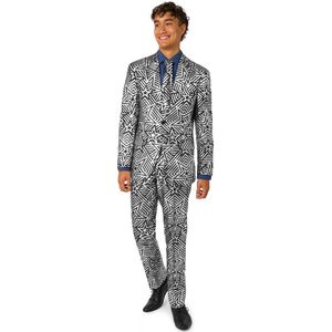 OppoSuits Silver Geo Star Herenpak - Mannen Kostuum - Zilver - Glitter - Verkleedkleding - Maat EU48