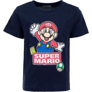 Super Mario t-shirt, shirt, kinderen, donkerblauw, maat 98
