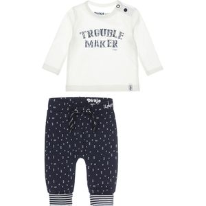 Dirkje Bio Basic SET(2delig) Broek fig, Shirt Offwhite - Maat 86