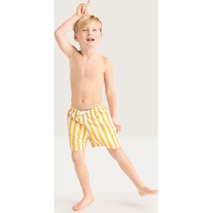 Swim Essentials UV Zwembroek Jongens - UV Zwemkleding Jongens - Kort - Geel/Wit Gestreept - 122/128