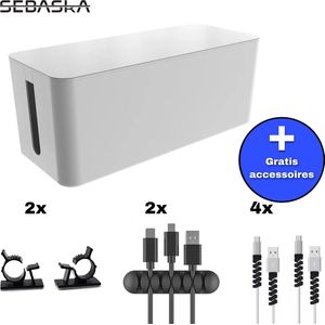 SEBASKA Opbergbox - Kabelbox - Kabel organizer - Kabeldoos - Met Accessoires - Kabel management - Kabel opbergbox - Kabel clips - Opbergdoos stekkerdoos