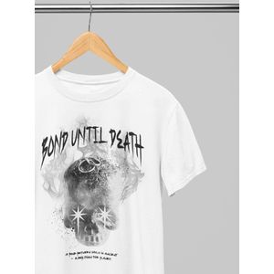 Oversized shirt - Bond Until Death - Wurban Wear | T-shirt | Merk kleding | Unisex tshirt | Streetwear | Pump cover | Techno outfit | Merk shirt | Gym shirt | y2k | Techwear | Urban | Grote maten | T-shirt heren | T-shirt dames | Wit