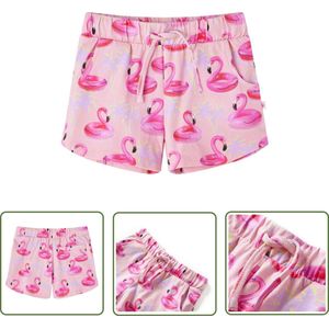 vidaXL Meisjeskleding - Kinderkleding - Kindershorts met trekkoord 128 lichtroze - Zomerkleding - Shorts - Kindershorts