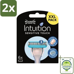 Wilkinson - Navulmesjes Intuition Sensitive Touch - Met Verzorgende Gel - 6 scheermesjes - Voordeelverpakking - 2 stuks - Scheermesjes - Gevoelige huid