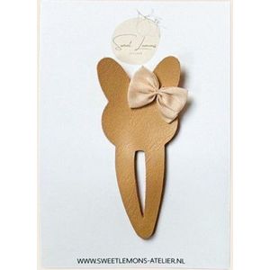 Bunny Clip - Bow Hazelnut - Klikklak Konijn Haarspeldje - Meisjes Haarspeldjes - Haaraccessoires Kinderen