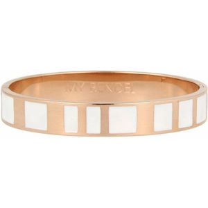 My Bendel - Rose goudkleurige bangle in wit design - Bangle rosé goudkleurig met wit epoxy - Met luxe cadeauverpakking