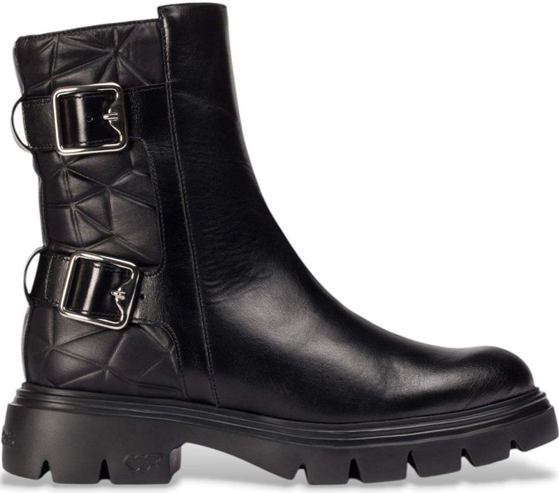 Wonders - A-4301 - Enkellaarsjes - Zwart - Plat - Veters - Casual