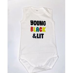Young, Black & Lit – Babyromper met Krachtige Tekst – Rood, Geel, Groen