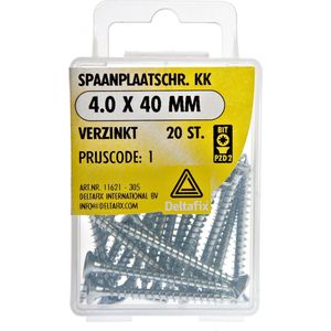 Deltafix spaanplaatschroef platkop / kruiskop verzinkt 4.0 x 70 mm 10 st.