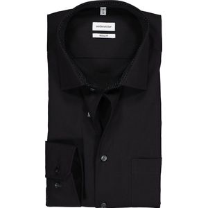 Seidensticker regular fit overhemd - zwart (contrast) - Strijkvrij - Boordmaat: 44