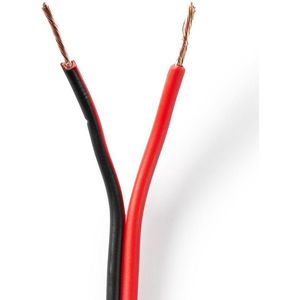 Nedis Speaker-Kabel - 2x 0.75 mm² - CCA - 100.0 m - Rond - PVC - Rood / Zwart - Folieverpakking