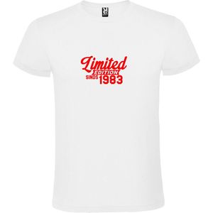 Wit T-Shirt met “Limited sinds 1983 “ Afbeelding Rood Size XXXL
