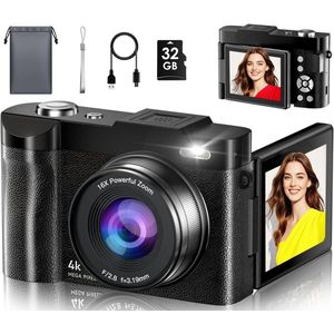 SNJY® Vlog Camera voor Beginners - Videocamera voor Kinderen - Handycam - 4K - 180° Draaibaar Scherm