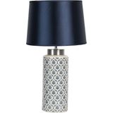 Clayre & Eef Tafellamp Ø 28x51 cm E27/max 1x60W Blauw Keramiek Rond Bureaulamp