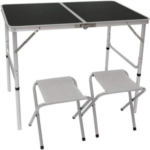 JGS® - Aluminium Campingtafelset met Stoelen, Draagbare Vouwtafel voor Outdoor Activiteiten en Reizen-