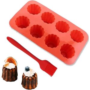 Grote muffinvorm van siliconen, muffin bakplaat, siliconen vorm, 8 holle ruimtes, muffinvorm met borstel, cupcake, muffins vormen, voor cupcakes, brownies, cake, pudding (28,5 x 17 x 5 cm)