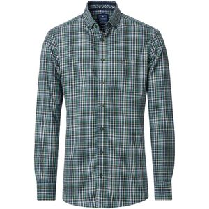 Redmond - Heren overhemd - Lange mouw - Groen blauw - Ruit - Comfort fit - Maat M