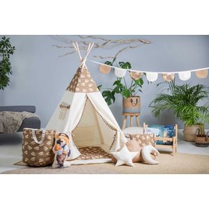 TIPI tent Teddy Bear XXL set 9 accessoires XXL set : speelmat, 4 kussens, speelmand, vlaggenlijn, dromenvanger, opberghoes