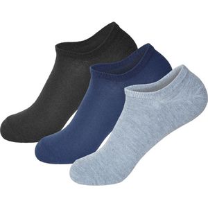 Sokken - 3 Paar sneakersokken - Maat 41/46 - Zwart/Blauw/Grijs
